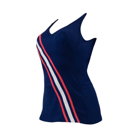 Vintage 60's Navy & White 1 pc Bathing Suit - Picture 1 of 4